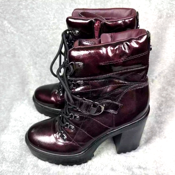 "Deep copper" GBG round toe, mid calf, Lace-up platform combat boots (W-10M) - Picture 8 of 10